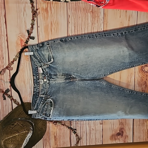 "LUCKY BRAND DUNGAREES- JEANS" MENS SIZE 36×32"  MADE IN THE USA!! WELL WORN 💙 - Picture 1 of 11